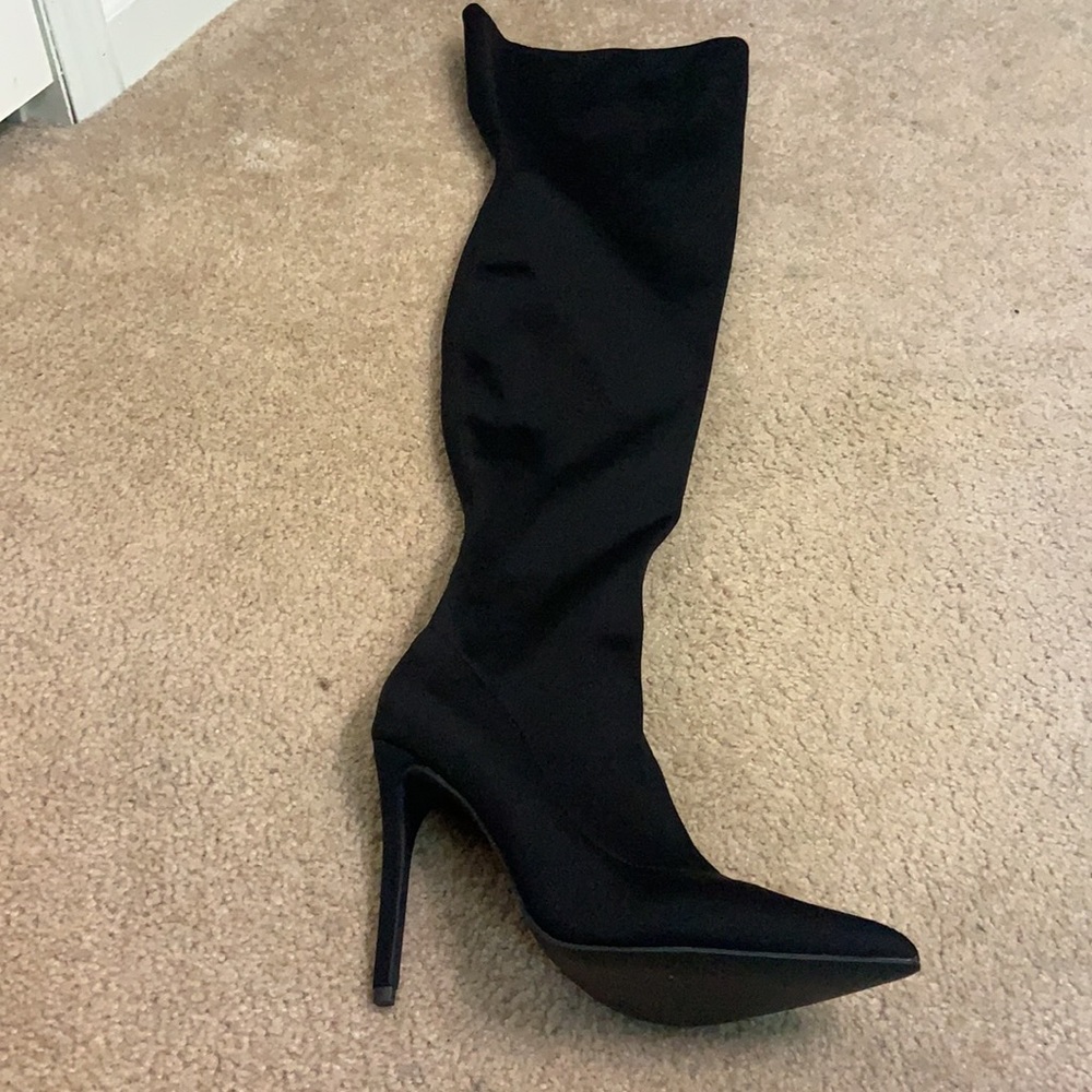 Thigh High Black Heel Boots